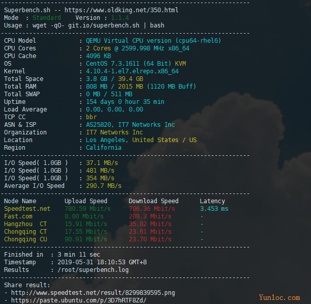图片[1] - #分享# Linux 测试服务器参数/带宽/回程路由等SH脚本 - 云线路
