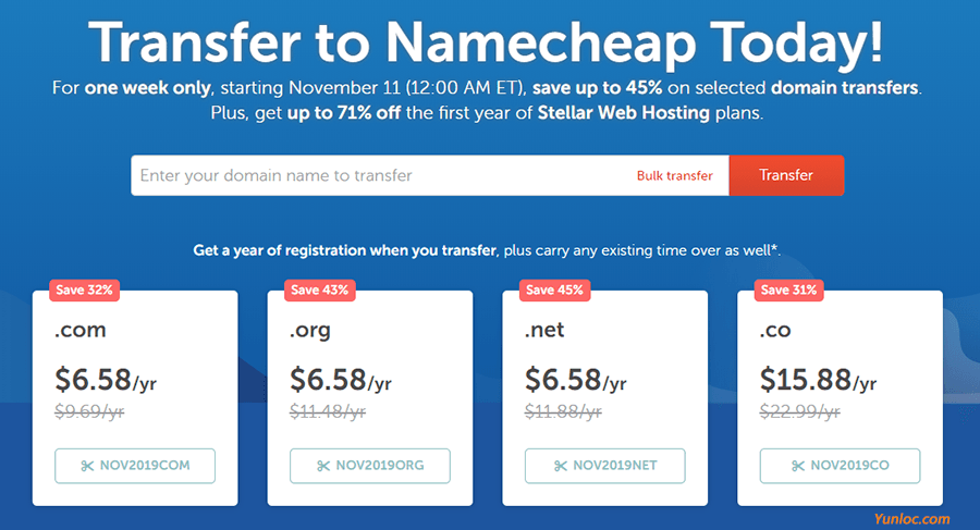 图片[2] - #域名# NameCheap – 双11促销 域名转入优惠45% - 云线路