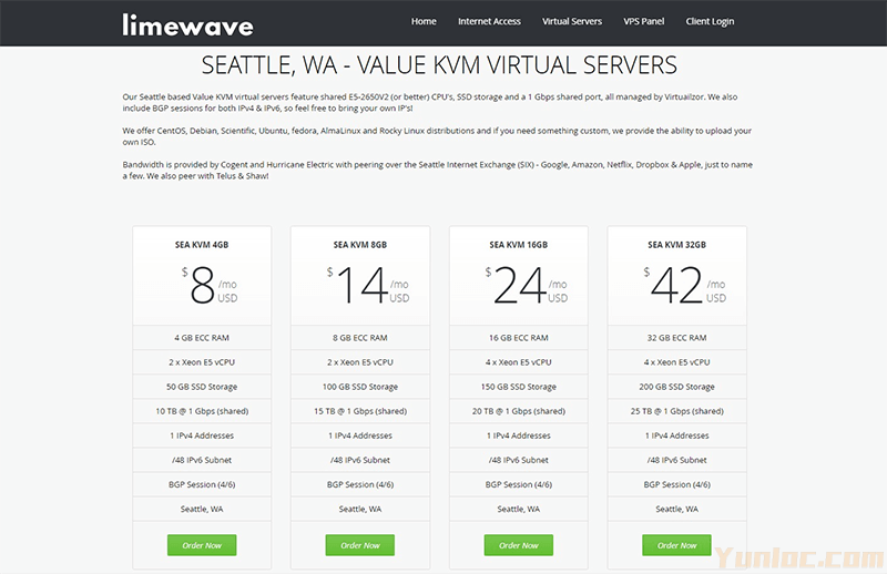 图片[1] - Limewave – #VPS特价促销# 西雅图机房1H/1GB/15GB SSD/3TB流量@1Gbps端口，$12.9/年起 - 云线路
